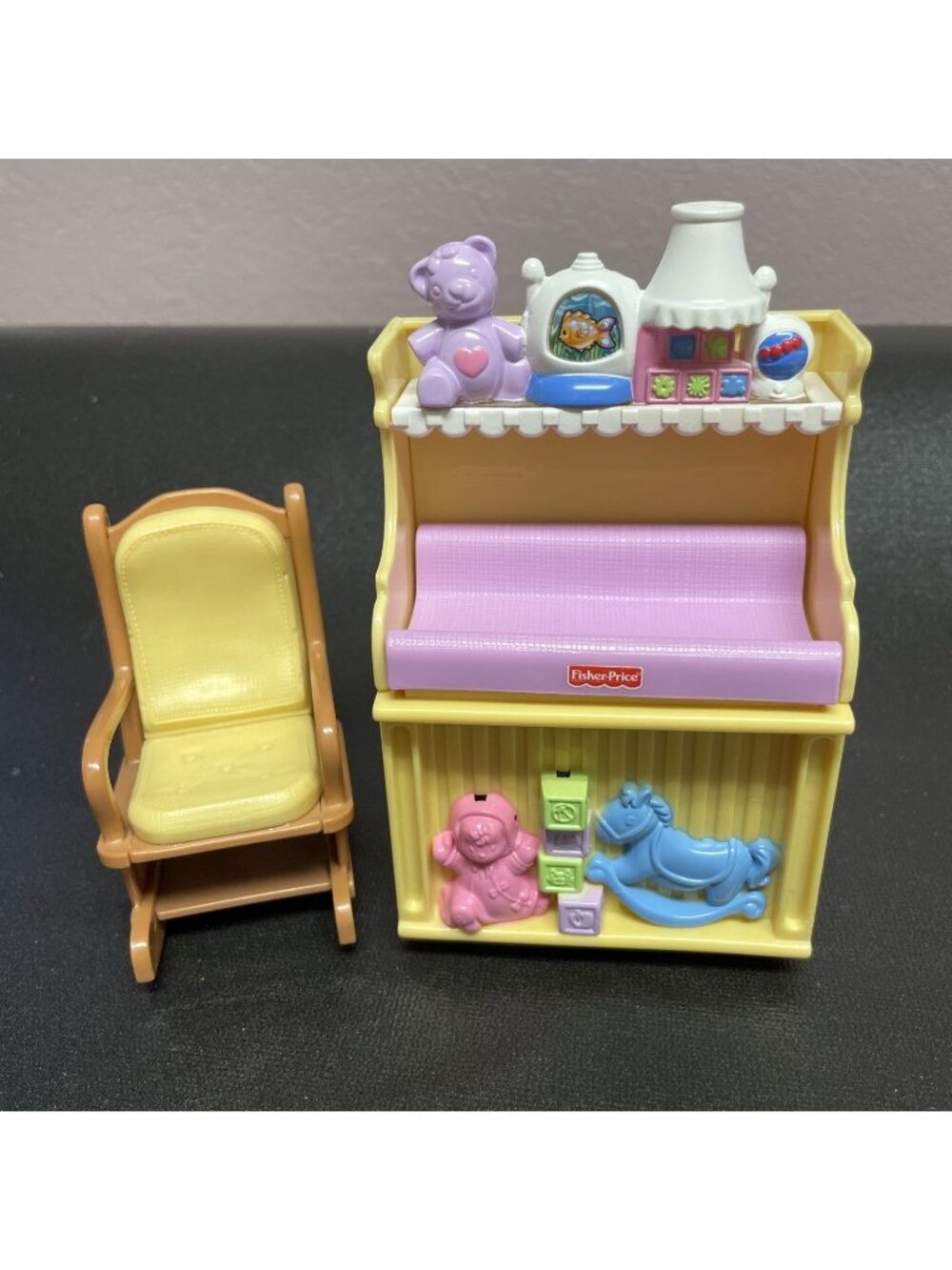 Fisher Price Loving Family Dollhouse Lot Chair Changing Table Lights Sound Works